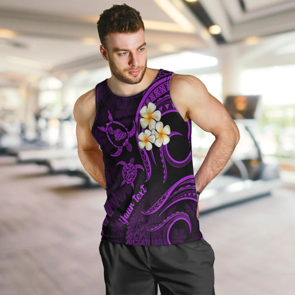 Personalised Maui Hawaii Men Tank Top Polynesian Tattoo and Pacific Plumeria Purple Vibe LT9 - Polynesian Pride