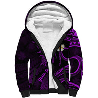 Personalised Maui Hawaii Sherpa Hoodie Polynesian Tattoo and Pacific Plumeria Purple Vibe LT9 Unisex Purple - Polynesian Pride