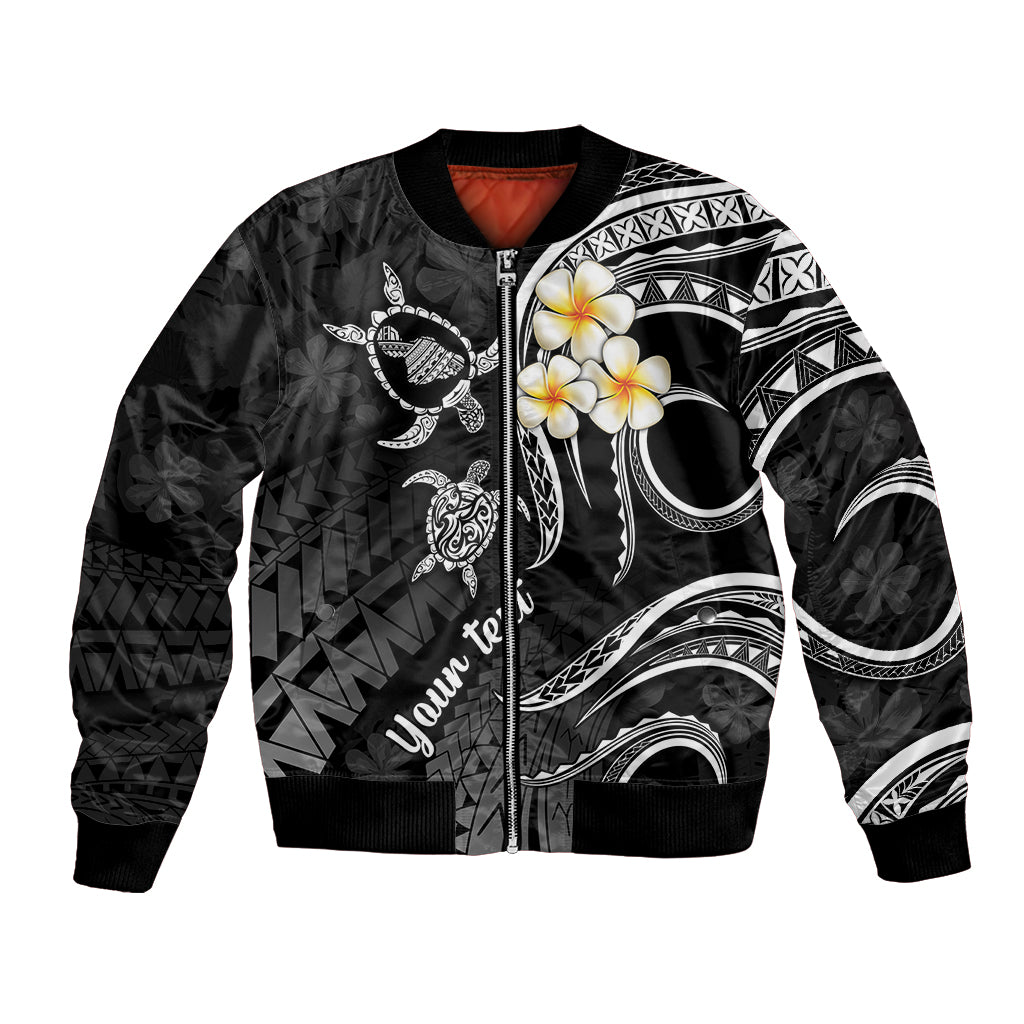 Personalised Maui Hawaii Bomber Jacket Polynesian Tattoo and Pacific Plumeria White Vibe LT9 Unisex White - Polynesian Pride