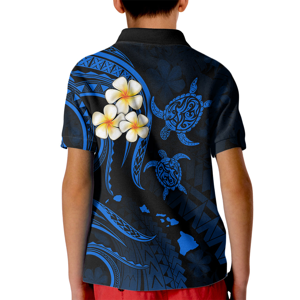Hawaii Kid Polo Shirt Oahu Islands Pacific Plumeria Blue Vibe LT9 - Polynesian Pride