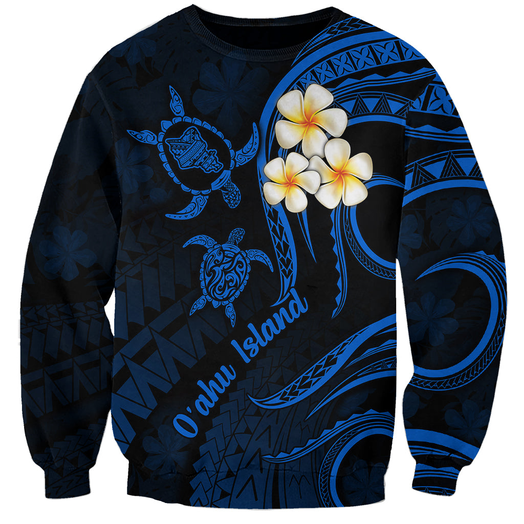 Hawaii Sweatshirt Oahu Islands Pacific Plumeria Blue Vibe LT9 Unisex Blue - Polynesian Pride