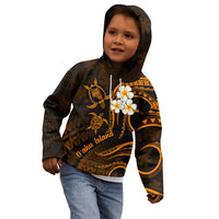 Hawaii Kid Hoodie Oahu Islands Pacific Plumeria Gold Vibe LT9 - Polynesian Pride