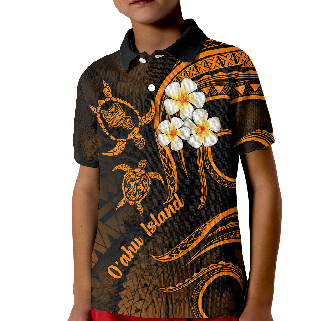 Hawaii Kid Polo Shirt Oahu Islands Pacific Plumeria Gold Vibe LT9 Kid Gold - Polynesian Pride