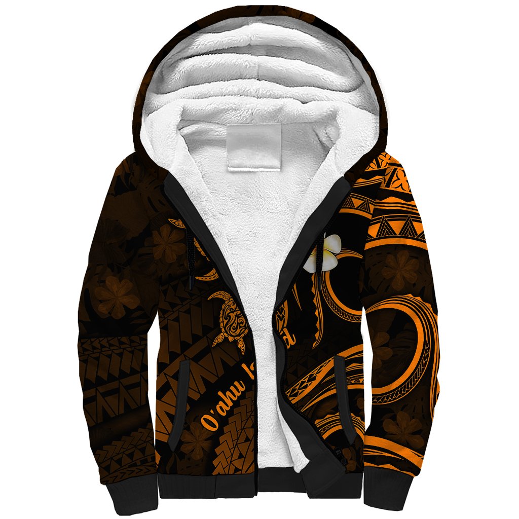 Hawaii Sherpa Hoodie Oahu Islands Pacific Plumeria Gold Vibe LT9 Unisex Gold - Polynesian Pride
