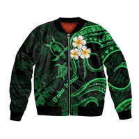 Hawaii Bomber Jacket Oahu Islands Pacific Plumeria Green Vibe LT9 Unisex Green - Polynesian Pride