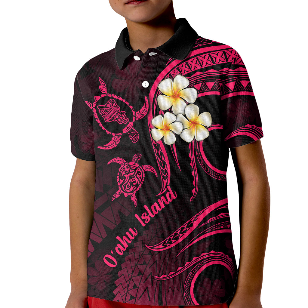 Hawaii Kid Polo Shirt Oahu Islands Pacific Plumeria Pink Vibe LT9 Kid Pink - Polynesian Pride
