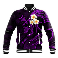 Hawaii Baseball Jacket Oahu Islands Pacific Plumeria Purple Vibe LT9 Unisex Purple - Polynesian Pride