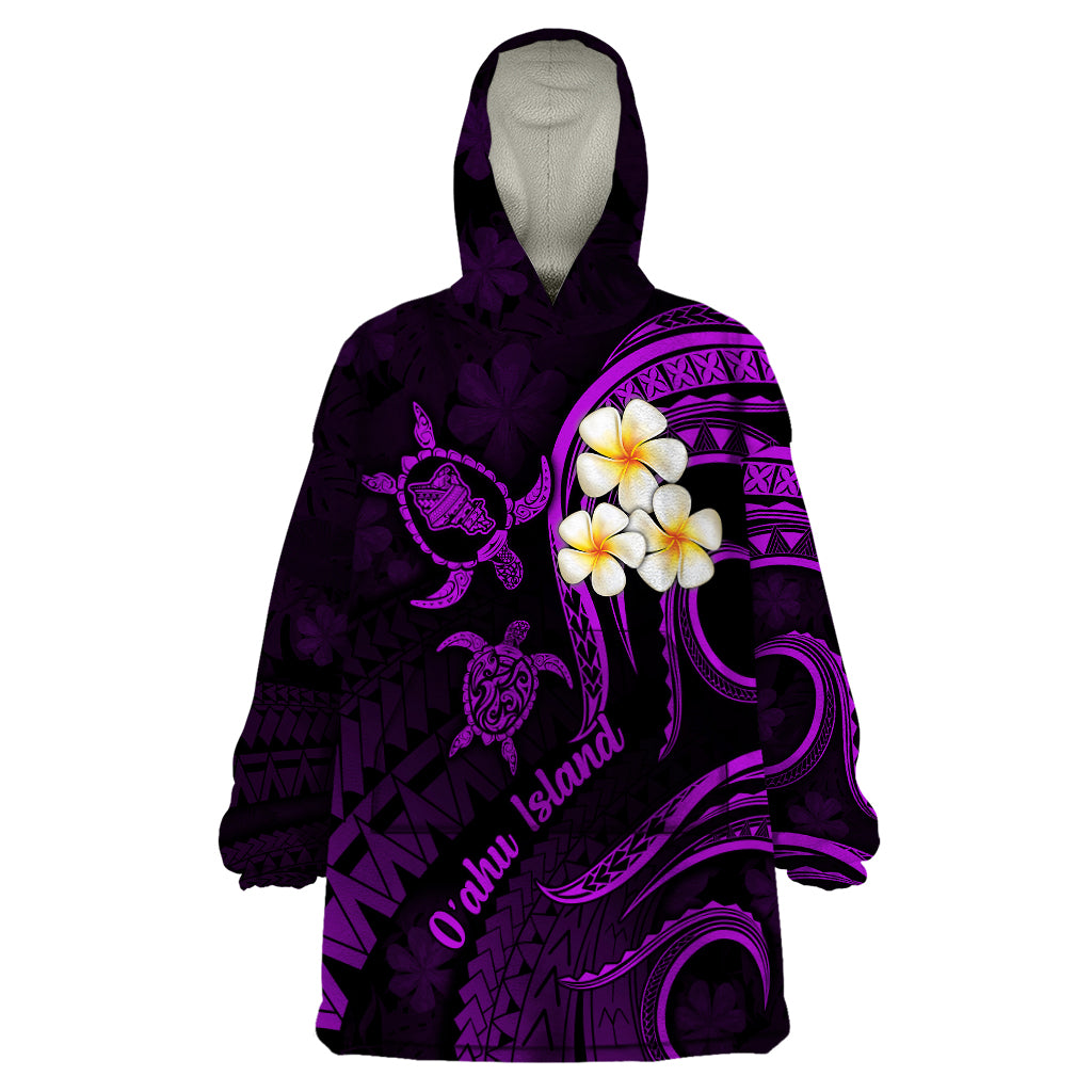 Hawaii Wearable Blanket Hoodie Oahu Islands Pacific Plumeria Purple Vibe LT9 One Size Purple - Polynesian Pride