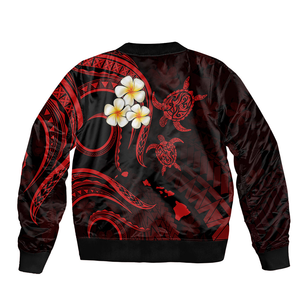 Hawaii Bomber Jacket Oahu Islands Pacific Plumeria Red Vibe LT9 - Polynesian Pride