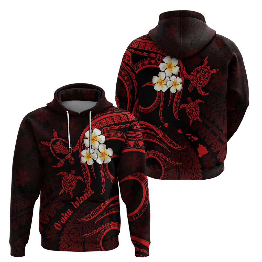 Hawaii Hoodie Oahu Islands Pacific Plumeria Red Vibe LT9 - Polynesian Pride