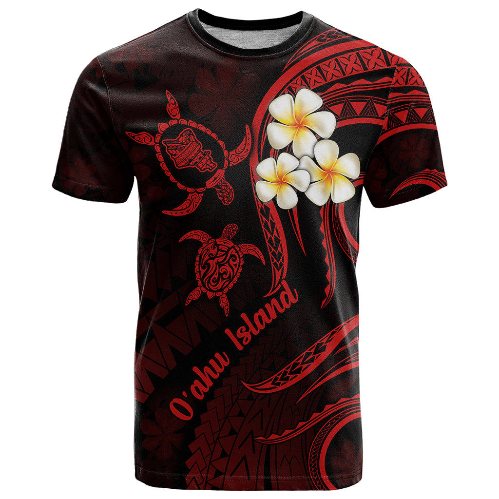 Hawaii T Shirt Oahu Islands Pacific Plumeria Red Vibe LT9 Red - Polynesian Pride