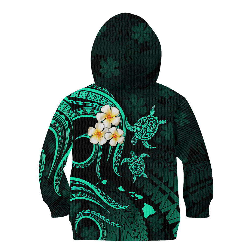 Hawaii Kid Hoodie Oahu Islands Pacific Plumeria Turquoise Vibe LT9 - Polynesian Pride