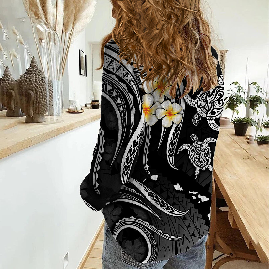 Hawaii Women Casual Shirt Oahu Islands Pacific Plumeria White Vibe LT9 - Polynesian Pride