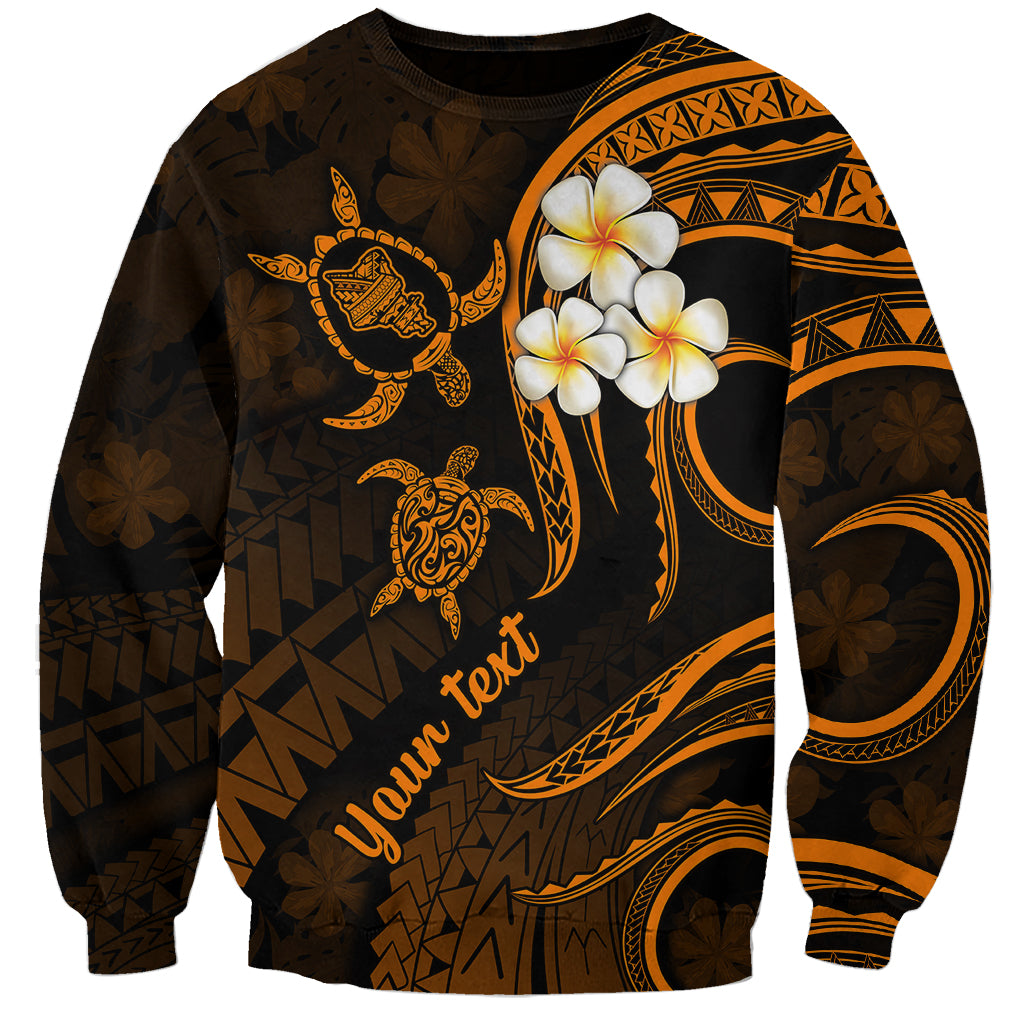 Personalised Oahu Hawaii Sweatshirt Polynesian Tattoo and Pacific Plumeria Gold Vibe LT9 Unisex Gold - Polynesian Pride