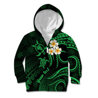 Personalised Oahu Hawaii Kid Hoodie Polynesian Tattoo and Pacific Plumeria Green Vibe LT9 Zip Hoodie Green - Polynesian Pride