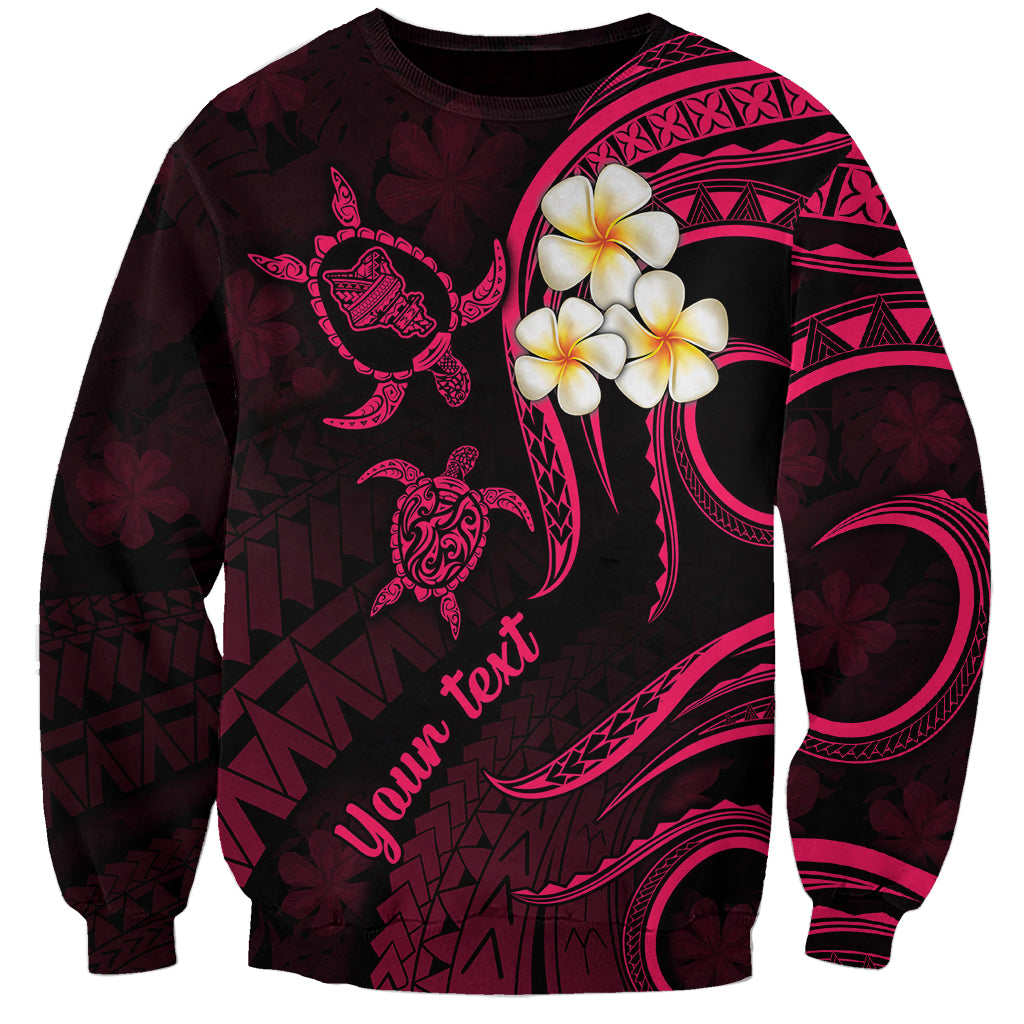 Personalised Oahu Hawaii Sweatshirt Polynesian Tattoo and Pacific Plumeria Pink Vibe LT9 Unisex Pink - Polynesian Pride