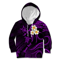 Personalised Oahu Hawaii Kid Hoodie Polynesian Tattoo and Pacific Plumeria Purple Vibe LT9 Hoodie Purple - Polynesian Pride