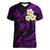 Personalised Oahu Hawaii Women V Neck T Shirt Polynesian Tattoo and Pacific Plumeria Purple Vibe LT9 Female Purple - Polynesian Pride