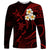 Personalised Oahu Hawaii Long Sleeve Shirt Polynesian Tattoo and Pacific Plumeria Red Vibe LT9 Unisex Red - Polynesian Pride