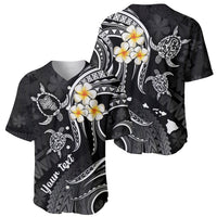 Personalised Oahu Hawaii Baseball Jersey Polynesian Tattoo and Pacific Plumeria White Vibe LT9 - Polynesian Pride