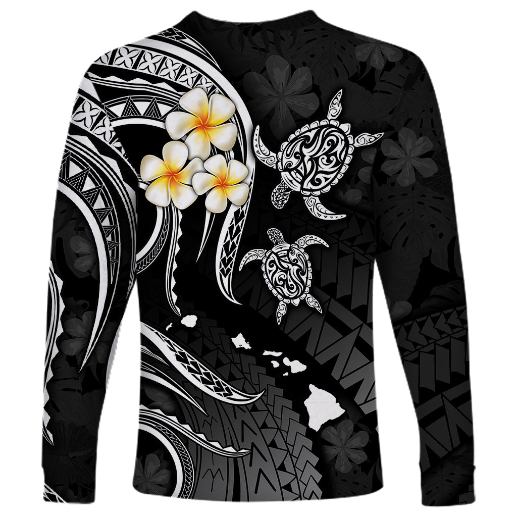 Personalised Oahu Hawaii Long Sleeve Shirt Polynesian Tattoo and Pacific Plumeria White Vibe LT9 - Polynesian Pride