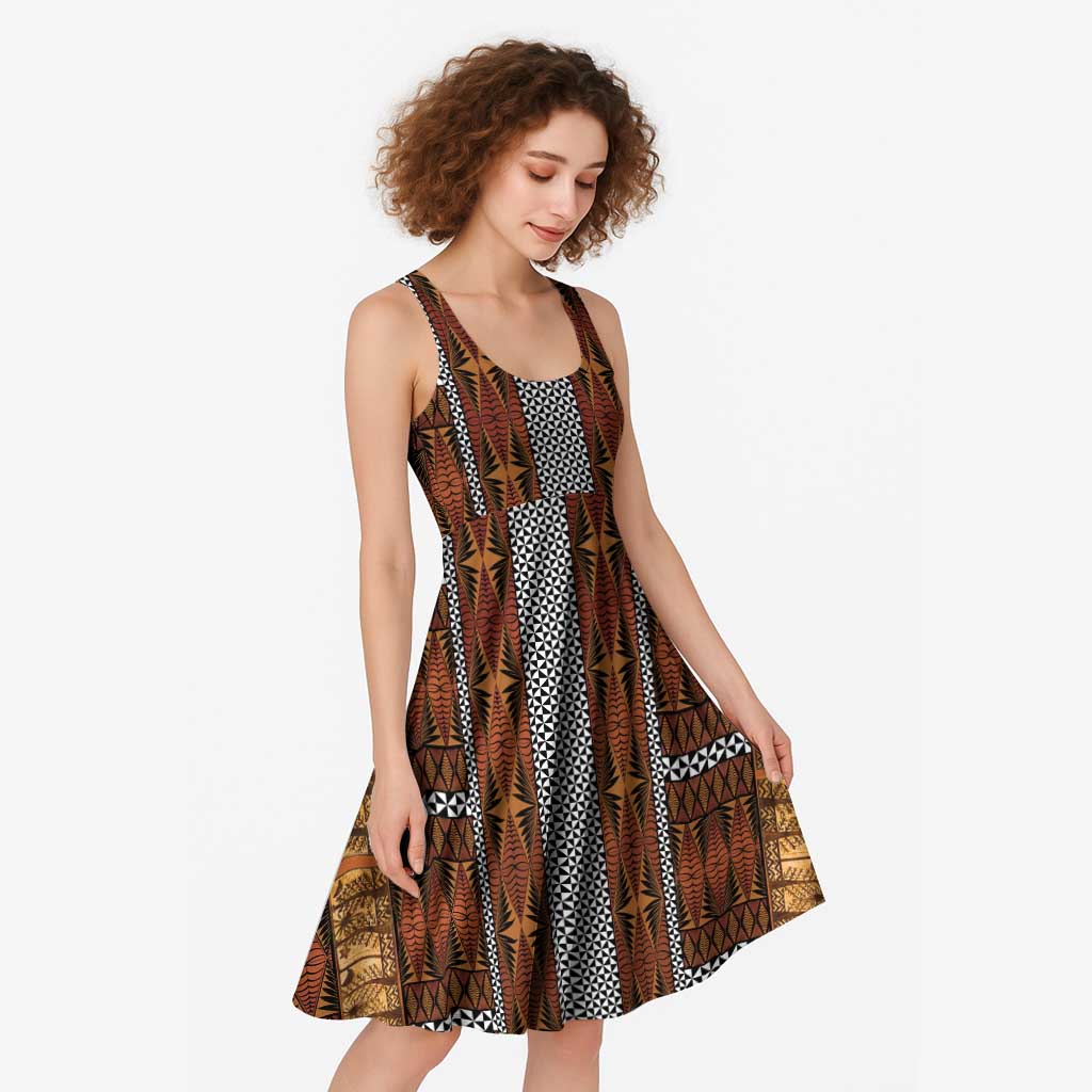 Malo e Lelei Tonga Midi Dress Tongan Ngatu Tapa Cloth - Polynesian Pride
