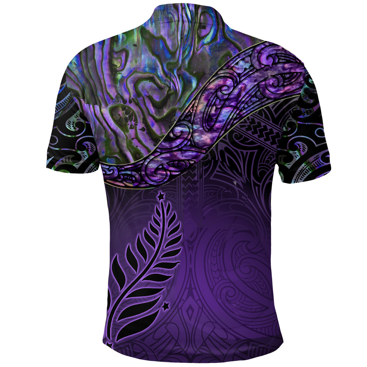 New Zealand Polo Shirt Maori Manaia Purple Paua Shell LT7