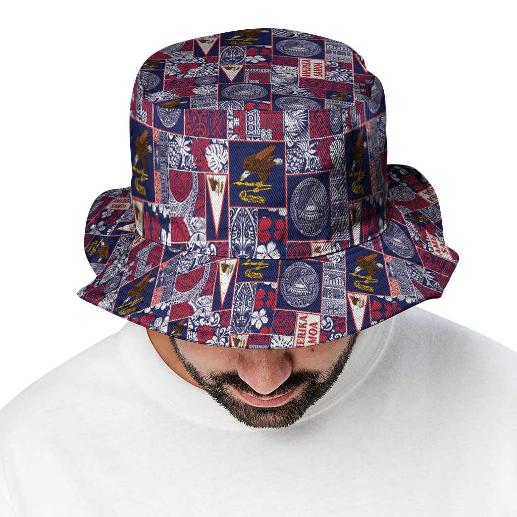 Manuia le Kerisimasi American Samoa Bucket Hat Pacific Patchwork Xmas Vibes - Polynesian Pride