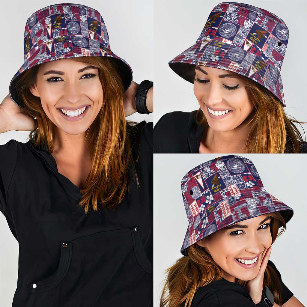 Manuia le Kerisimasi American Samoa Bucket Hat Pacific Patchwork Xmas Vibes - Polynesian Pride