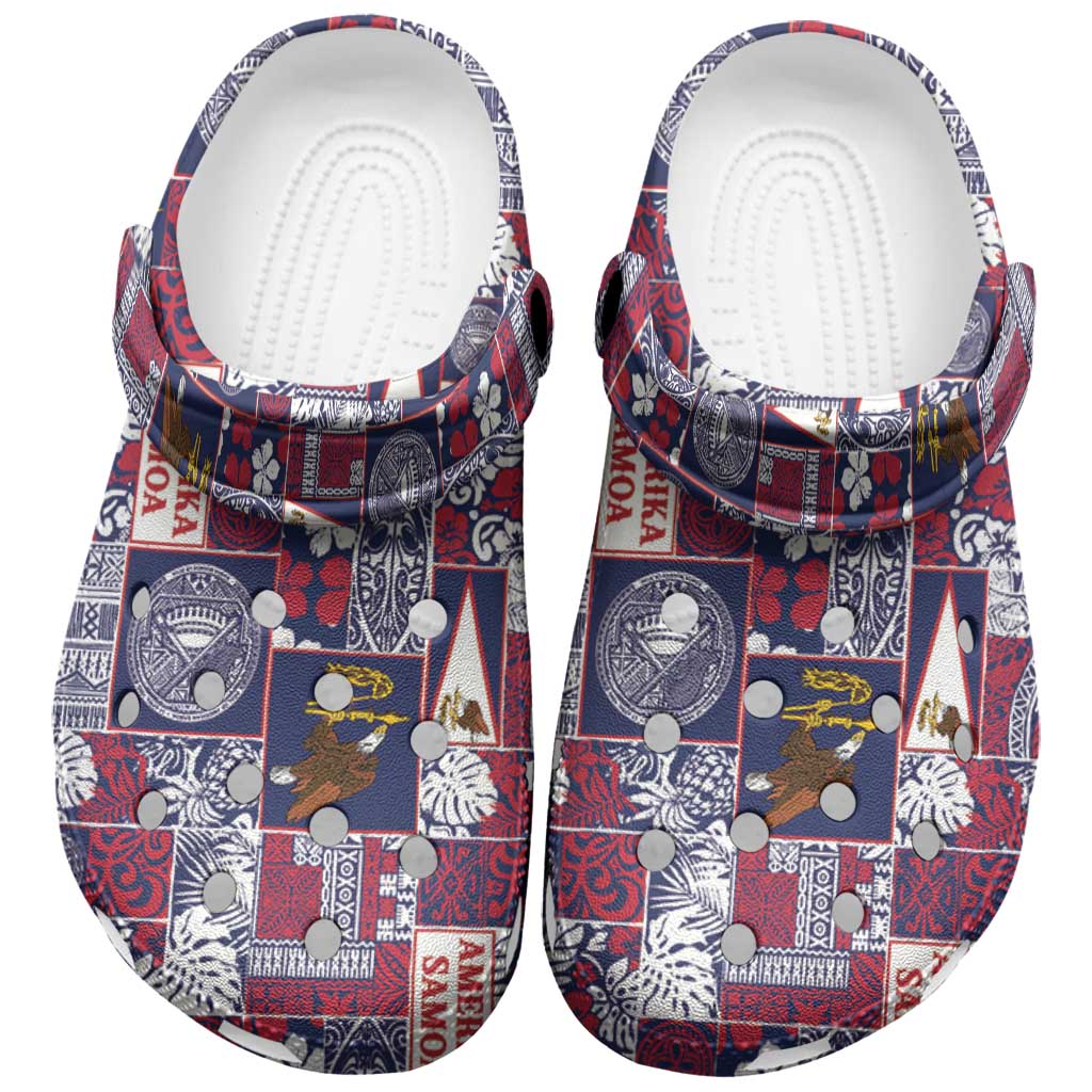 Manuia le Kerisimasi American Samoa Clogs Shoes Pacific Patchwork Xmas Vibes - Polynesian Pride