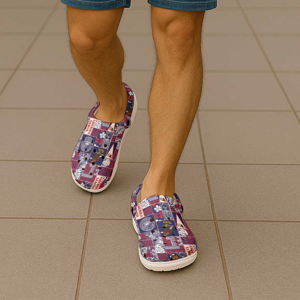 Manuia le Kerisimasi American Samoa Clogs Shoes Pacific Patchwork Xmas Vibes - Polynesian Pride