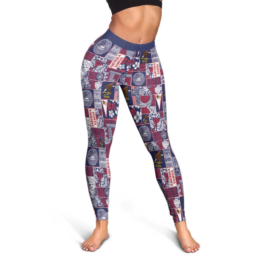 Manuia le Kerisimasi American Samoa Leggings Pacific Patchwork Xmas Vibes - Polynesian Pride