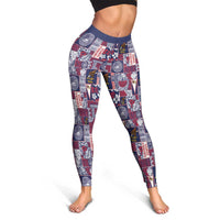 Manuia le Kerisimasi American Samoa Leggings Pacific Patchwork Xmas Vibes - Polynesian Pride
