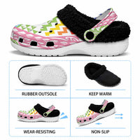 Maori Kowhaiwhai Taniko Patchwork Rainbow Motifs Fleece Clogs