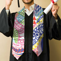 Maori Kowhaiwhai Taniko Patchwork Rainbow Motifs Graduation Stole