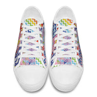 Maori Kowhaiwhai Taniko Patchwork Rainbow Motifs Low Top Shoes
