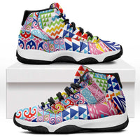 Maori Kowhaiwhai Taniko Patchwork Rainbow Motifs Sneakers J11