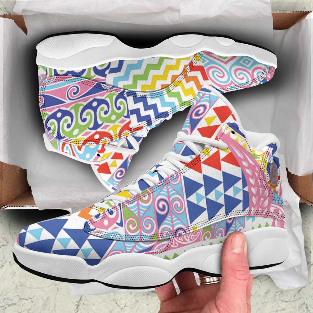 Maori Kowhaiwhai Taniko Patchwork Rainbow Motifs Sneakers J13