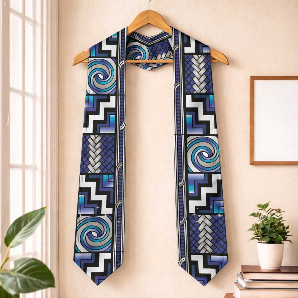 Maori Matariki Graduation Stole Blue Galaxy Aesthetic Koru Art