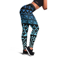Maori Niho Taniwha Te Wheiao Leggings Moana Blue - Polynesian Pride