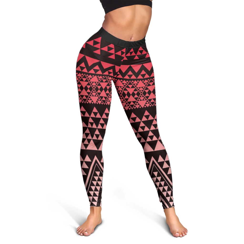 Maori Niho Taniwha Te Wheiao Leggings Terracotta - Polynesian Pride