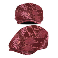 Maroon Aloha Hawaii Jeff Hat Hawaiian Kakau Ohia Lehua Lei - Polynesian Pride