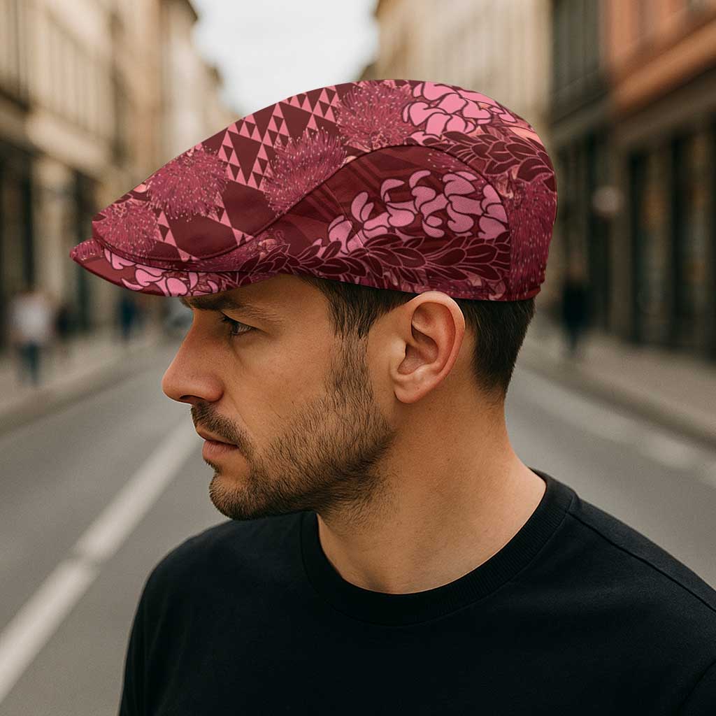 Maroon Aloha Hawaii Jeff Hat Hawaiian Kakau Ohia Lehua Lei - Polynesian Pride