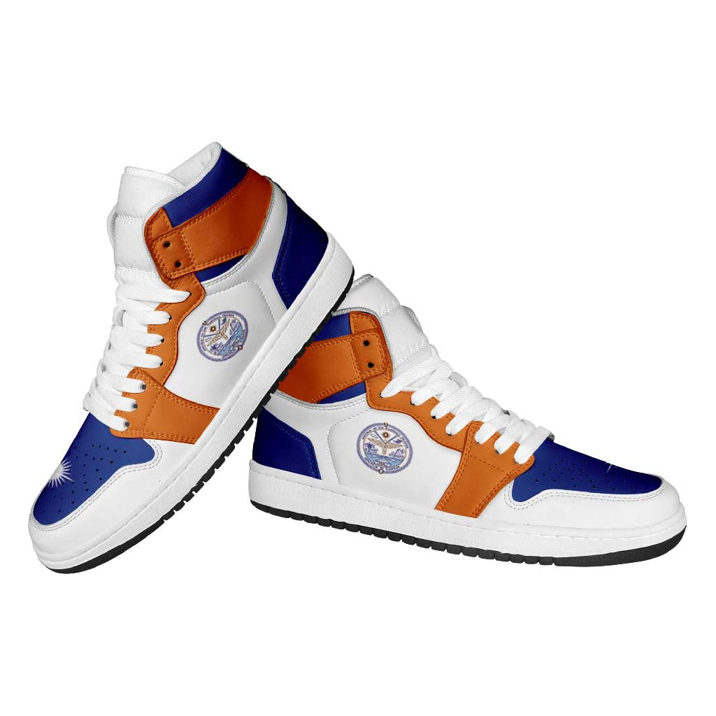 Marshall Islands High Sneakers AJ1 Coat Of Arms Flag Inspired