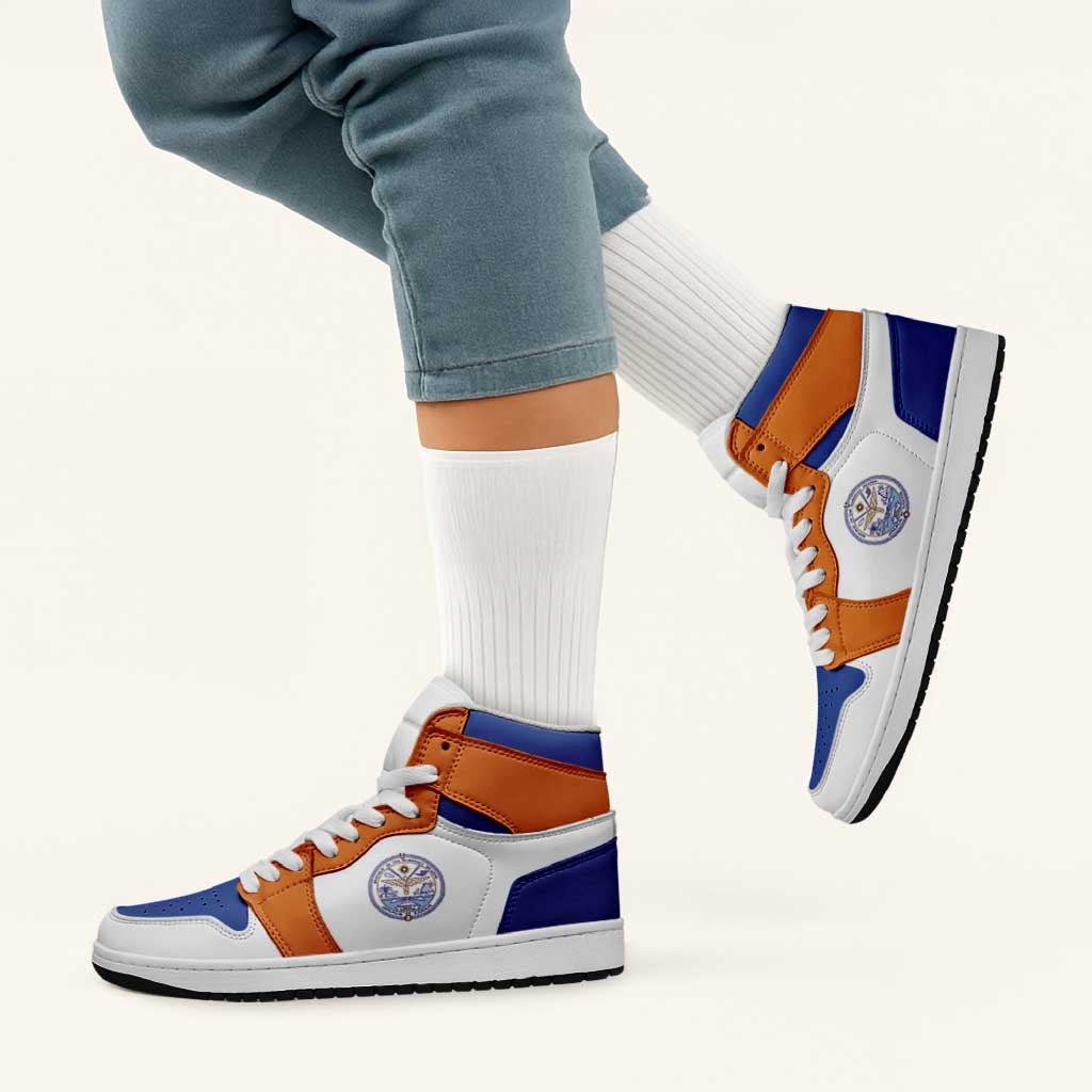Marshall Islands High Sneakers AJ1 Coat Of Arms Flag Inspired