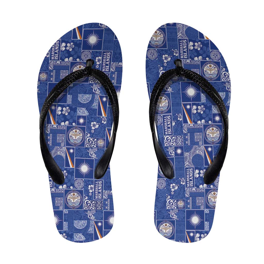 Marshall Islands Merry Christmas Flip Flops Pacific Patchwork Xmas Vibes - Polynesian Pride