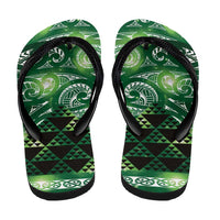 Matariki New Zealand Flip Flops NZ Niho Taniwha Maori New Year Green Galaxy