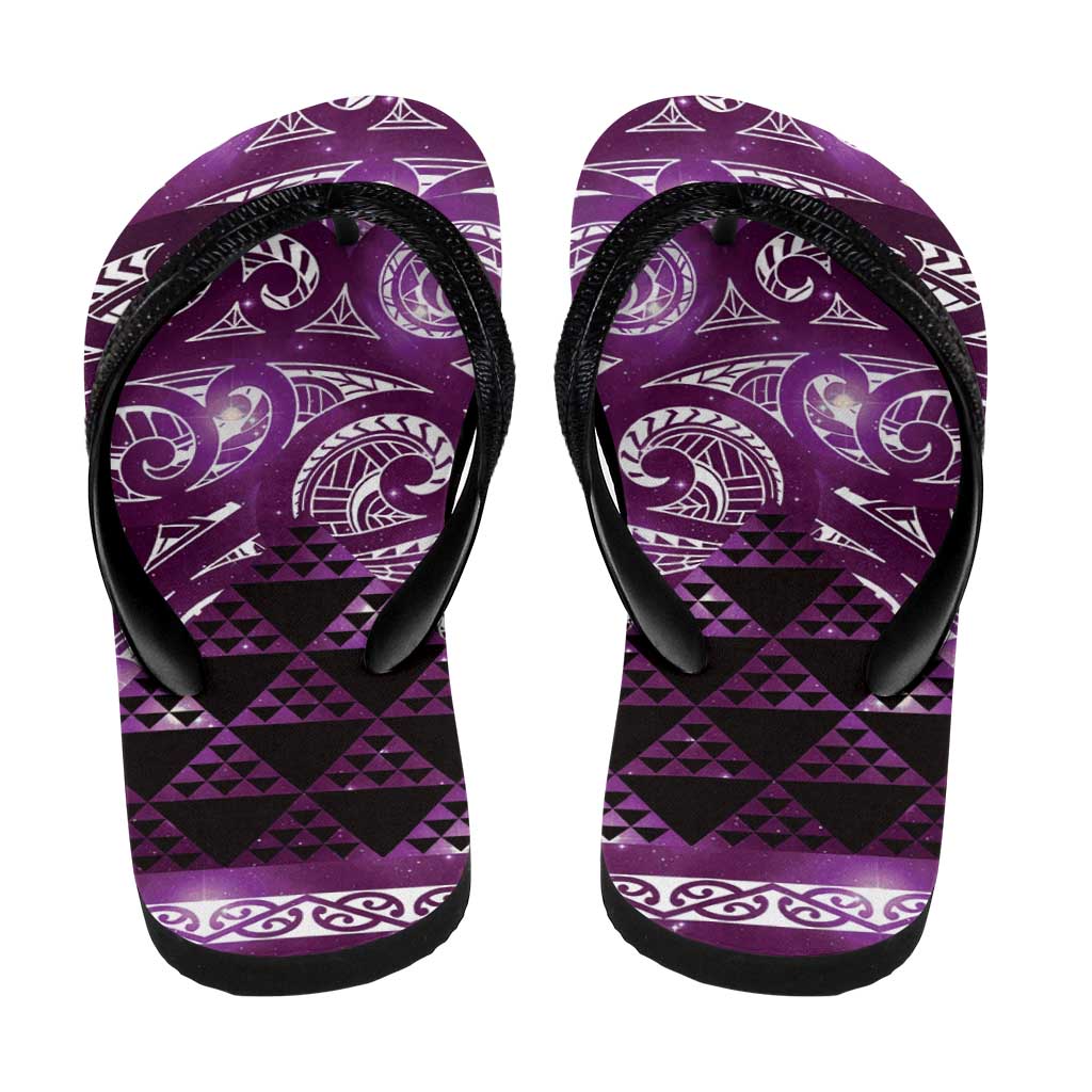 Matariki New Zealand Flip Flops NZ Niho Taniwha Maori New Year Purple Galaxy