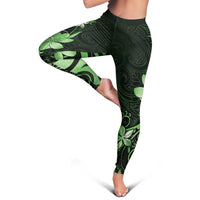 Matariki New Zealand Leggings Maori Pattern Green Galaxy - Polynesian Pride