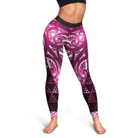 Matariki New Zealand Leggings NZ Niho Taniwha Maori New Year Pink Galaxy